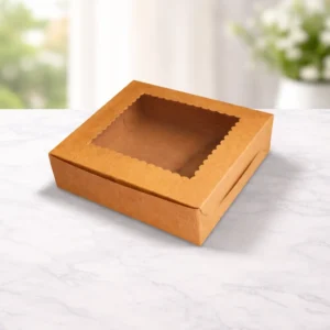 4 pcs Brownie Kraft Box | Box Measurement  6*6*1.75 | transparent window box