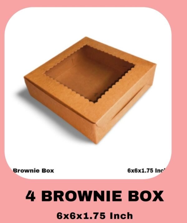 4 pcs Brownie Kraft Box | Box Measurement  6*6*1.75 | transparent window box