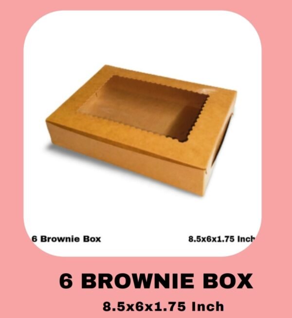 6 Pcs Kraft Brownie Box | Box Measurement 8.5 * 6*1.75