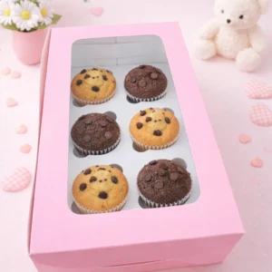 6 Cavity Muffin Box | Elegant Pink Color Box