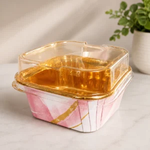 Square Foil Baking Cups With Lid 6.5*6.5*3.5 cm | MOQ 10 Pcs