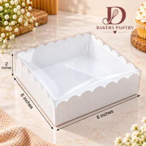 4 Pc White Brownie Box With Transparent Lid | 6"*6"*2" Size