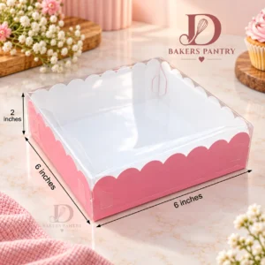 4 Pc Brownie Pink Box With Transparent Lid | 6"*6"*2" Size