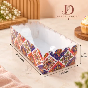 Two piece Brownie box Mandala Theme with Transparent Lid| 6 * 3* 1.75 Inches