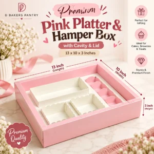 Pink 7 in 1 Dessert Hamper Box with Transparent Lid